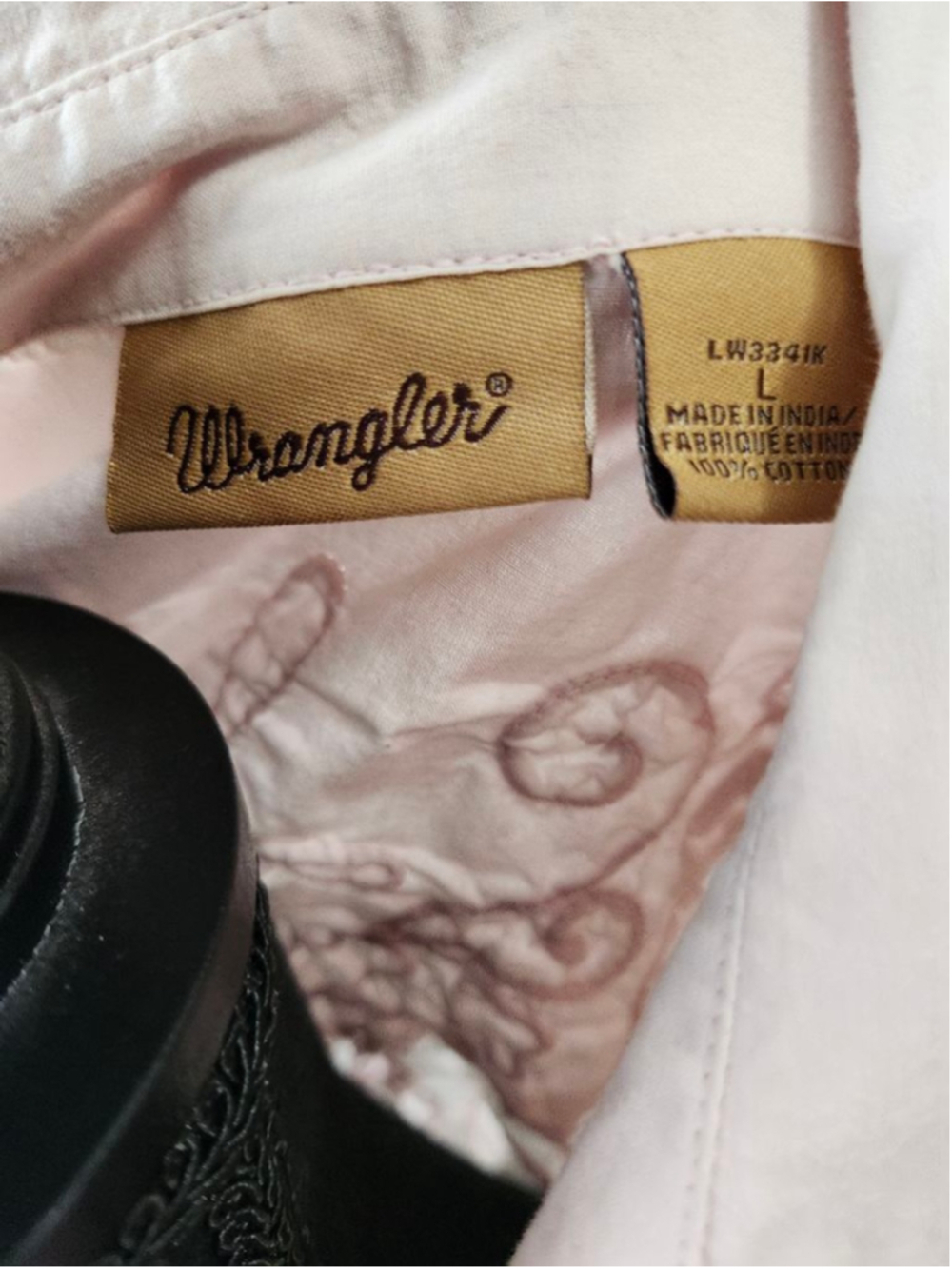 Retro Wrangler Pink Ombre Embroidered Button Down Shirt L - Picture 6 of 6